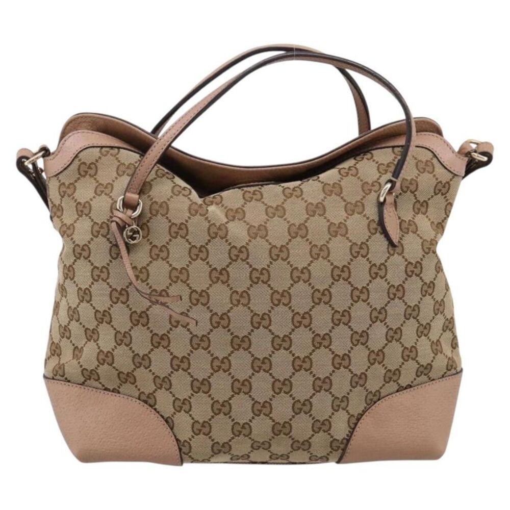 Gucci Bree Convertible Top Handle Gg Canvas With Leather Beige Canvas Handbag